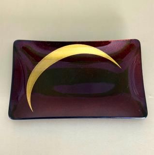 ѾίSquare small plate Mikazuki  nashiji akatame