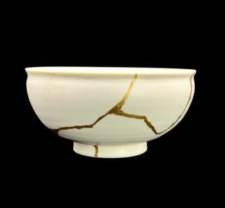 ǻơYOSHIHIKO FUJII եܥ  Ѥǥ MINOYAKI + YOSHIHIKO FUJII Caf e au lait bowl Kintsugi design