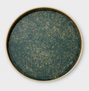 ߡ塡꡼ʥޥåȻž夲  Round tray Rannshi green (matt finish)