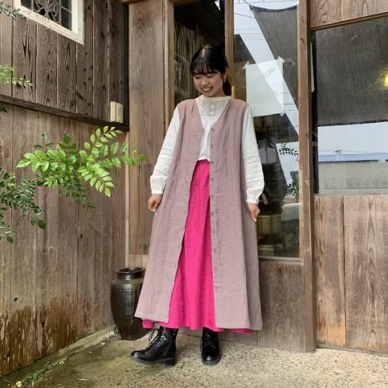 CHISHIRO チシロ　ジャンスカ（前後着着用可） CHISHIRO/チシロ 浜松産天日干しリネンジャンバースカート