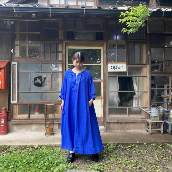 08Mab/ゼロハチマブ 多ボタンギャザーワンピース-リネン服と