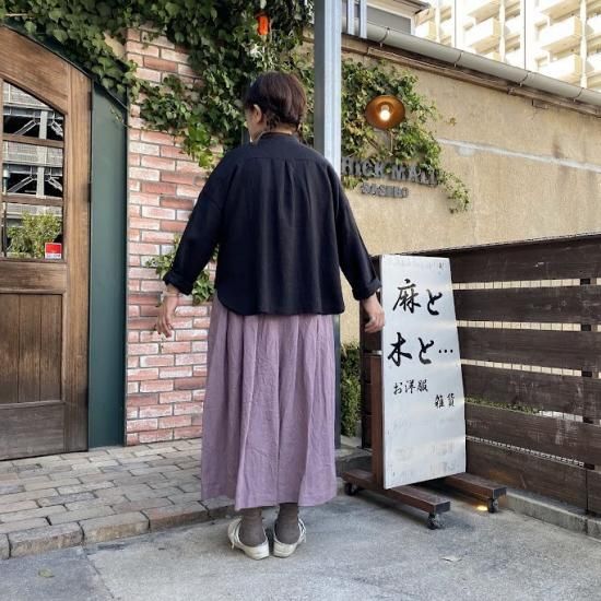 オーダーメイド　リネンのタックスカート　黒　ロング丈 オーダーメイド タックスカート リネン 黒 ロング丈 - メルカリ