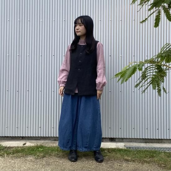 slone square スロンスクエア Wガーゼカヌレハイネックブラウス