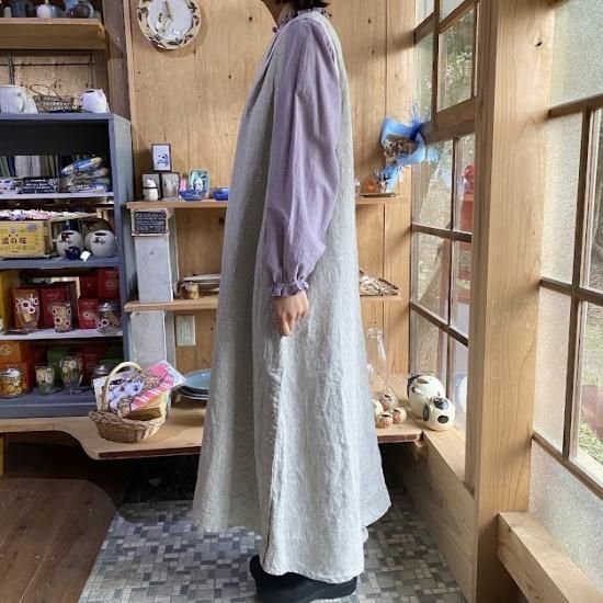 マキマロ　トラバッホ　リネンジャンパースカート 08Mab/ゼロハチマブ 9番手リネン前タックジャンパースカート