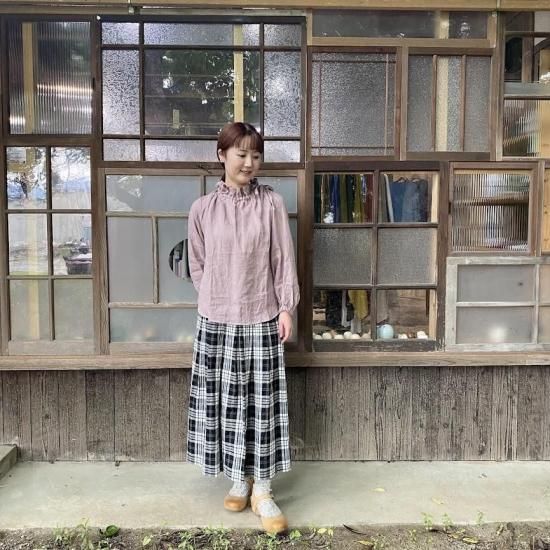 nous rendent heureuxヌーランドオロー 綿麻チェックリボン通し