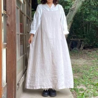 【blue willow】<br>リネン平織<br>無地キャミワンピ