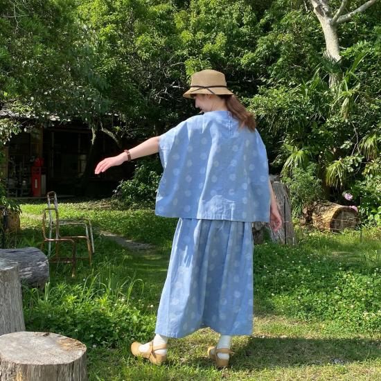 CHISHIRO/チシロ 兵庫播州織ドットギャザースカート -リネン服と