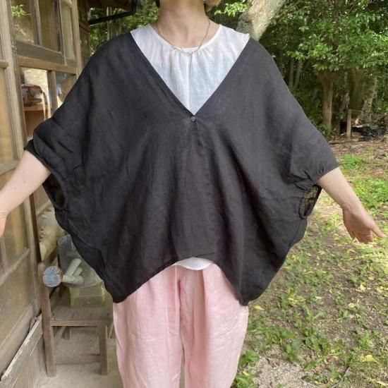 美品！モユル！リネン素材軽い羽織り le ciel】リネンガーゼショート羽織り-リネン服と暮らしの雑貨