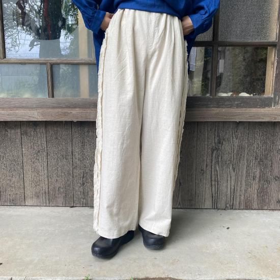 ista-ire/イスタイーレ 綿麻スラブサイドテープパンツ-リネン服