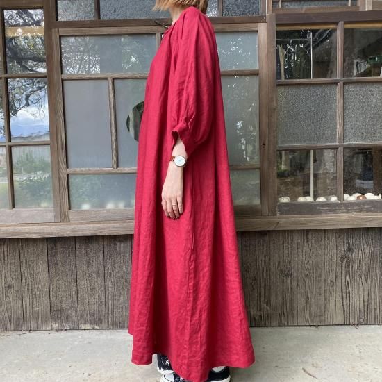 08Mab/ゼロハチマブ 多ボタンギャザーワンピース-リネン服と