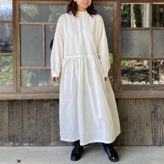 確認画像】クロス開き アシンメトリーワンピース 麻 リネンロング