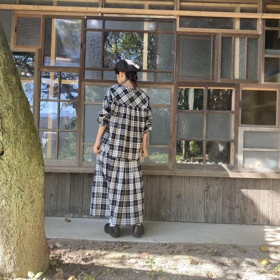 nous rendent heureux 綿麻タータンチェックタックスカート nous rendent heureux 綿麻タータンチェックタックスカート