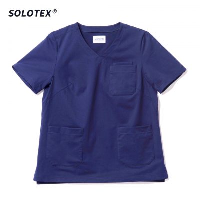 SOLOTEX使用ハイテンションニットスクラブトップ ブルー WOMEN