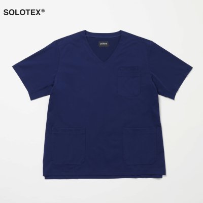 SOLOTEX使用ハイテンションニットスクラブトップ ブルー MEN