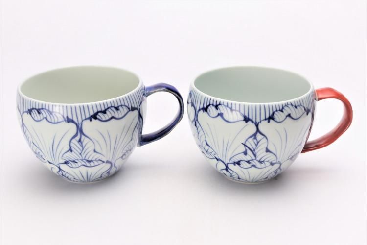 美濃焼　龍峰窯　染付　小花紋　スープカップ＆ソーサー　受け皿付き5客セット 三洋陶器 龍峰窯 染付小花紋 台皿付スープ揃 【器道楽】