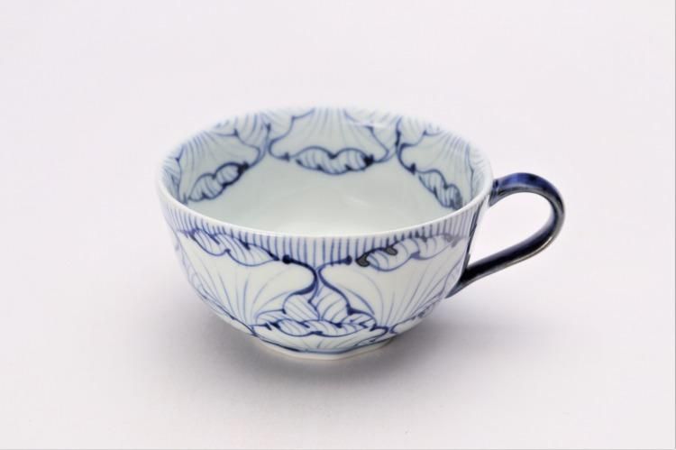 青と白の花柄スープカップ そうた窯 染付花弁紋 スープカップ(青)