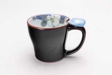 ☆仙右ェ門窯　花絵蒔　花マグカップ(小)　青