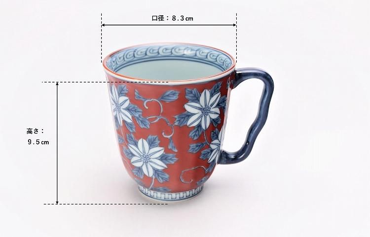 洸琳窯 染錦鉄仙花 マグカップ(赤)