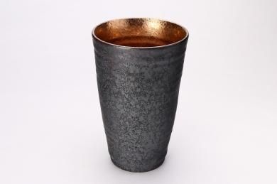 ☆陶悦窯　黒晶掛分内金塗り　特大フリーカップ　