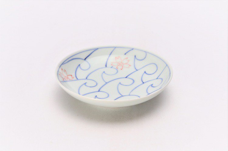 ☆そうた窯　染付波桜　3.5寸多用皿 画像メイン