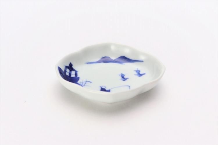 そうた窯 染付山水 木甲姫小皿