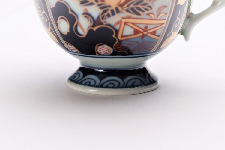 瀬兵窯 古伊万里金彩牡丹(グリーン) コーヒーC/S