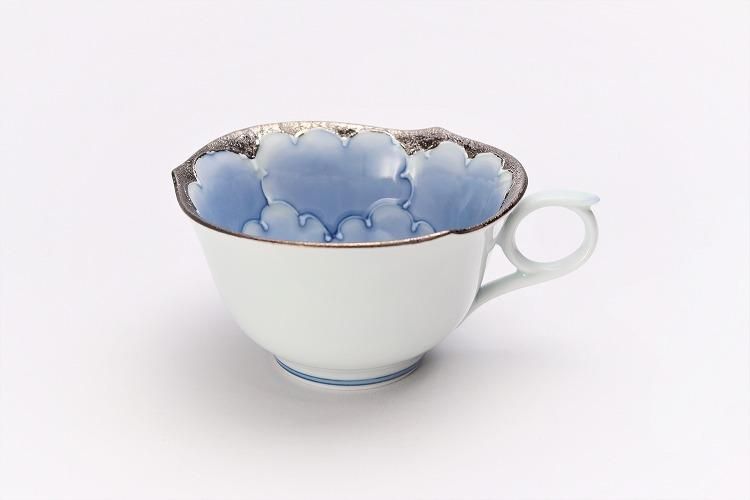 文山窯 プラチナ牡丹 輪花コーヒーC/S 文山窯 プラチナ牡丹 輪花コーヒーC/S