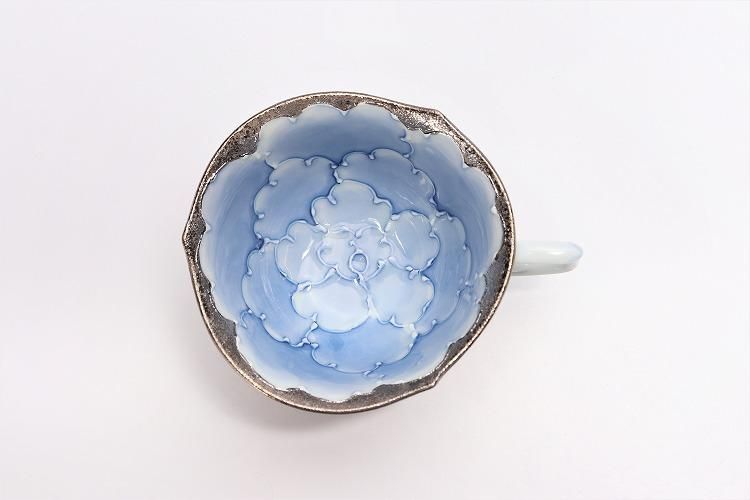 文山窯 プラチナ牡丹 輪花コーヒーC/S 文山窯 プラチナ牡丹 輪花コーヒーC/S