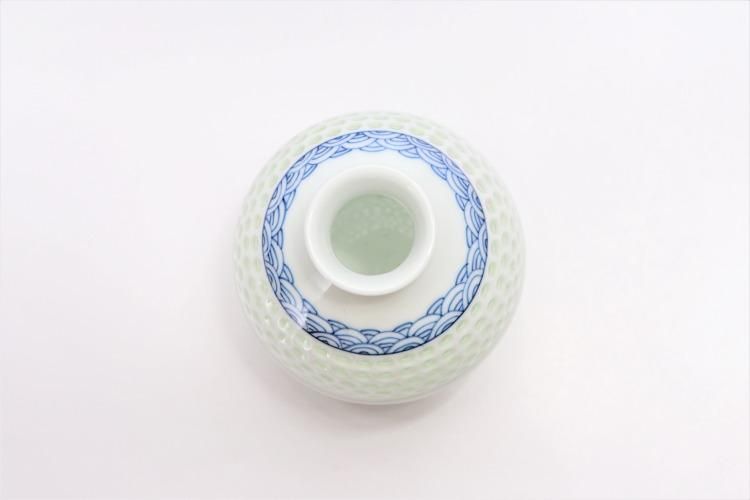 舟心窯】【ロックグラス】【水晶青海波】【中古品】 ☆丹心窯