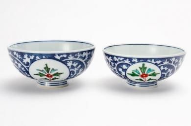 【秋の陶器市10％OFF】★亮秀窯　丸紋唐草　組飯碗