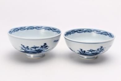 ☆亮秀窯古代山水　組飯碗