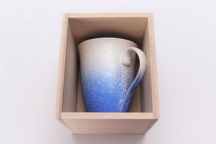 真右ェ門窯 藍染水滴 マグカップ(木箱付)