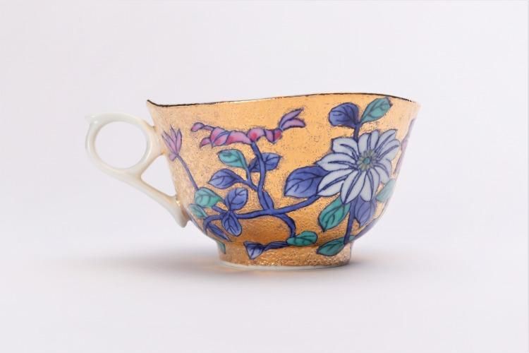 金龍窯 金彩鉄仙花 コーヒー碗(木箱付) 金龍窯 金彩鉄仙花 コーヒー碗(木箱付)