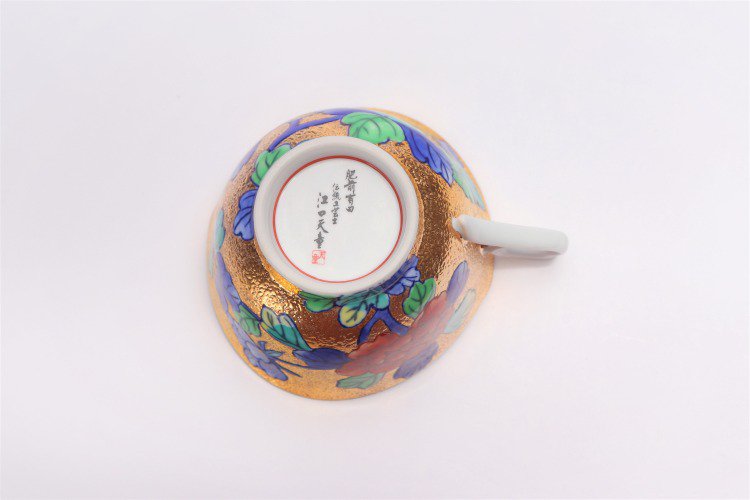 □金龍窯　金彩牡丹　コーヒー碗(木箱付) 画像サブ9