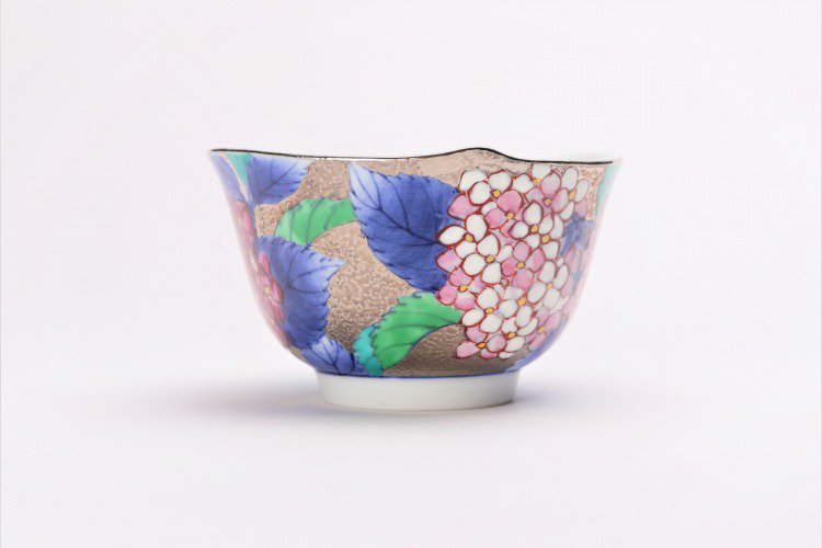 □金龍窯　プラチナ紫陽花　コーヒー碗(木箱付) 画像サブ3