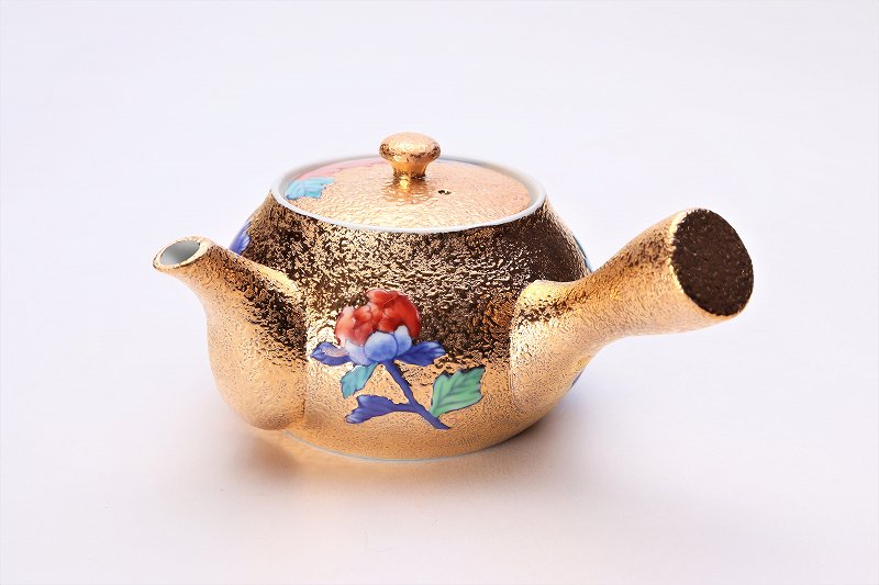 □金龍窯　金彩牡丹　茶器セット(木箱付) 画像サブ3