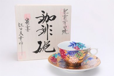 ○金龍窯　金彩藤　コーヒー碗(木箱付)