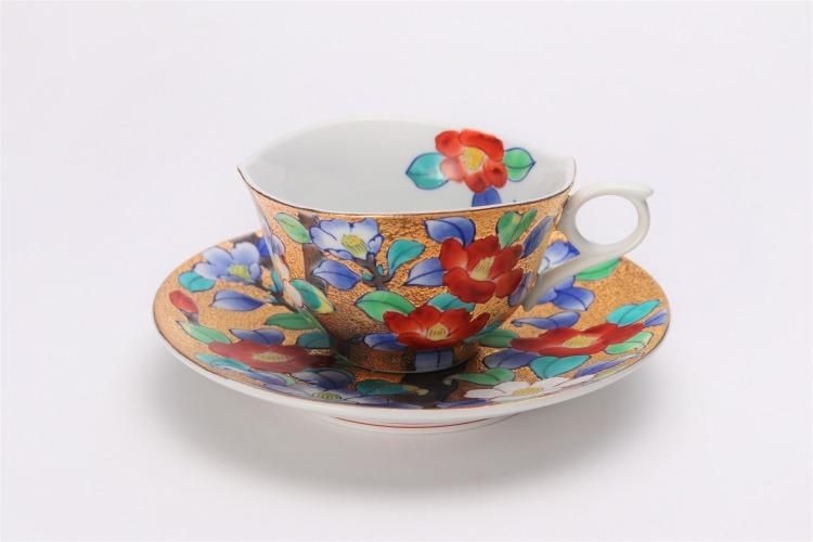 金龍窯 金彩椿 コーヒー碗(木箱付) 金龍窯 金彩椿 コーヒー碗(木箱付)