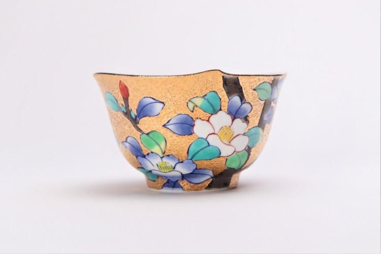 金龍窯 金彩椿 コーヒー碗(木箱付)