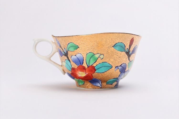 金龍窯 金彩椿 コーヒー碗(木箱付) 金龍窯 金彩椿 コーヒー碗(木箱付)