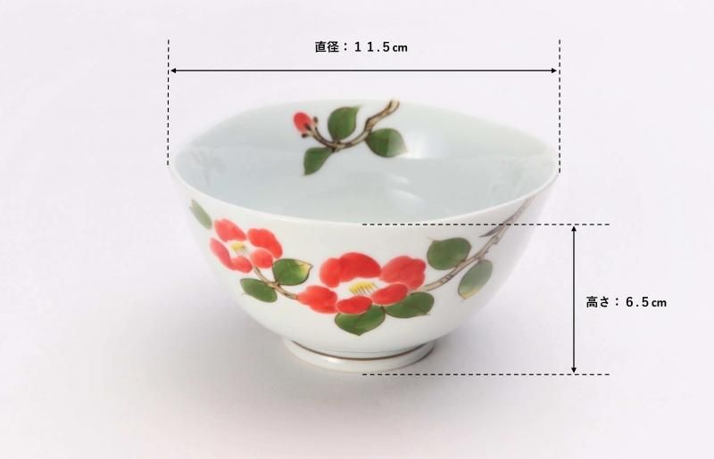 誕生花シリーズ 赤椿 茶碗・湯呑セット (1月誕生花)(化粧箱入り)