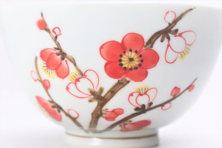 誕生花シリーズ 紅白梅 茶碗・湯呑セット (2月誕生花)(化粧箱入り)