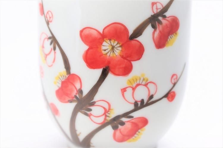 誕生花シリーズ 紅白梅 茶碗・湯呑セット (2月誕生花)(化粧箱入り)
