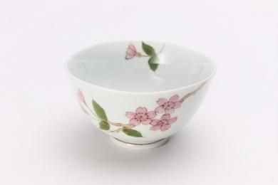 〇誕生花シリーズ　桜　茶碗　(4月誕生花)