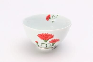 〇誕生花シリーズ　カーネーション　茶碗　(5月誕生花)