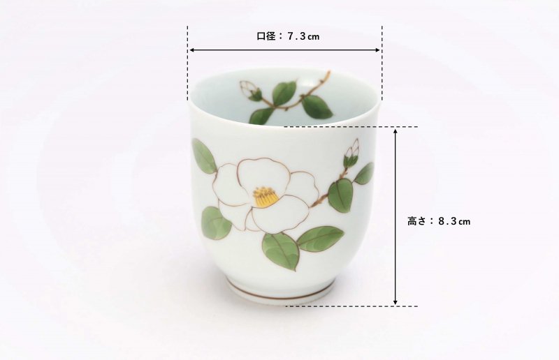 〇誕生花シリーズ　白サザンカ　茶碗・湯呑セット　(12月誕生花)(化粧箱入り) 画像サブ12