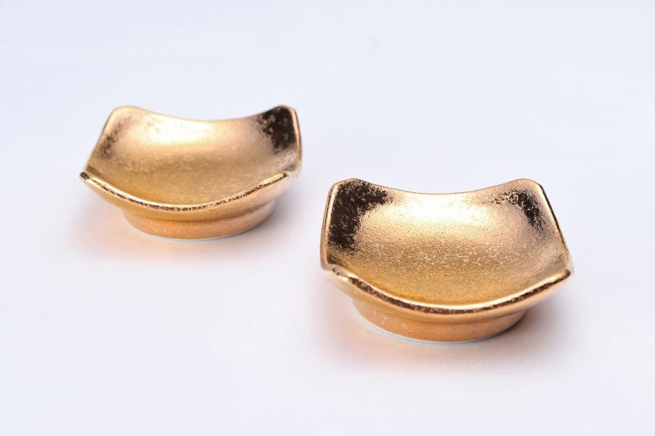 △GOLDシリーズ　角姫小皿２個セット(化粧箱入り)