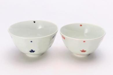 ☆そうた窯　染付小花紋面取茶付　ペア