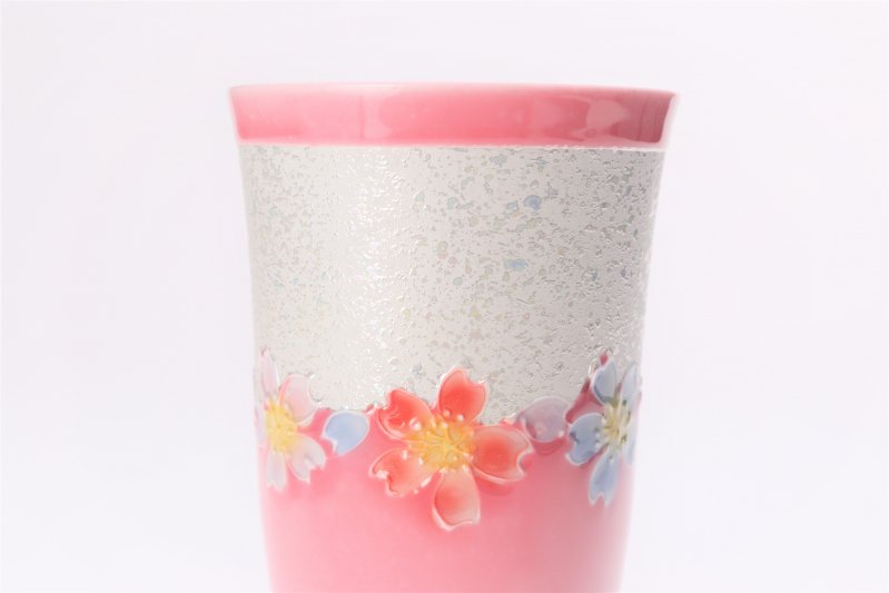 ☆楽々シリーズ　ピンク釉花つなぎラスター　フリーカップ　(化粧箱入り) 画像サブ6