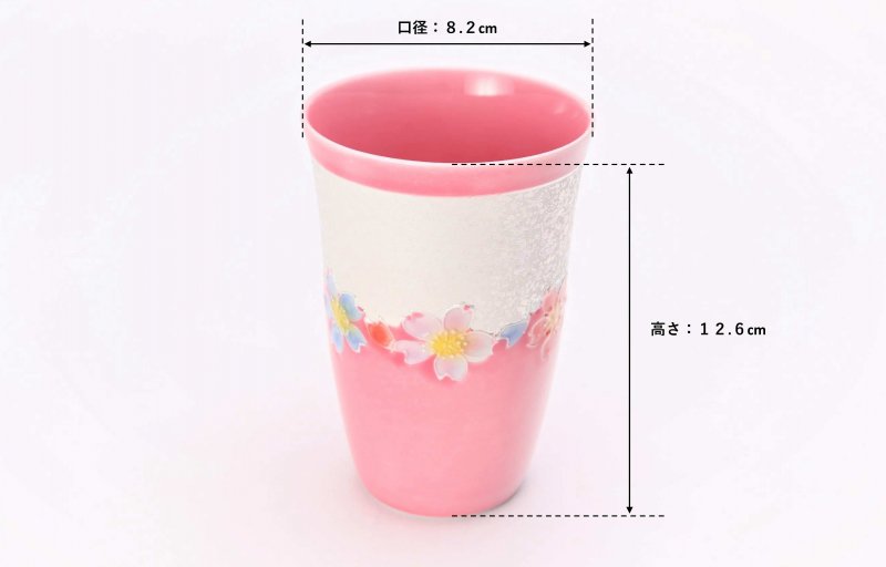 ☆楽々シリーズ　ピンク釉花つなぎラスター　フリーカップ　(化粧箱入り) 画像サブ9